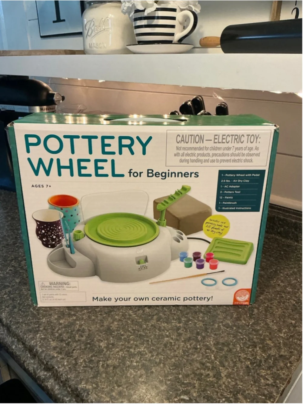 MindWare Pottery Wheel for Beginners Pottery Kit with Air-Dry Clay, Tools NEW